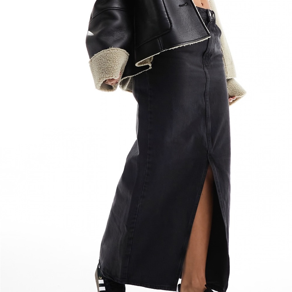 Mango Black denim skirt